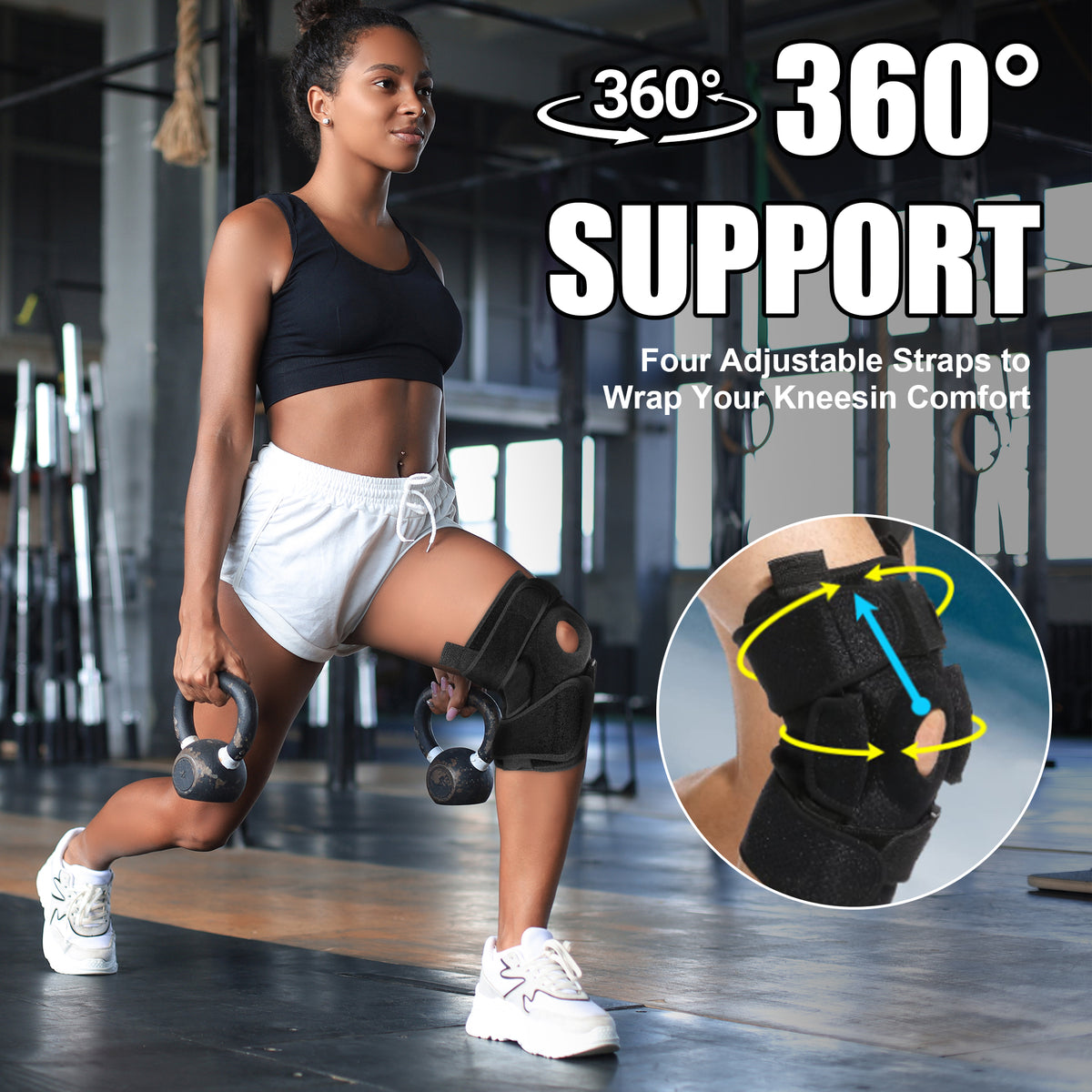 Knee Brace with Side Stabilizers & Patella Gel Pads for Maximum Knee P ...