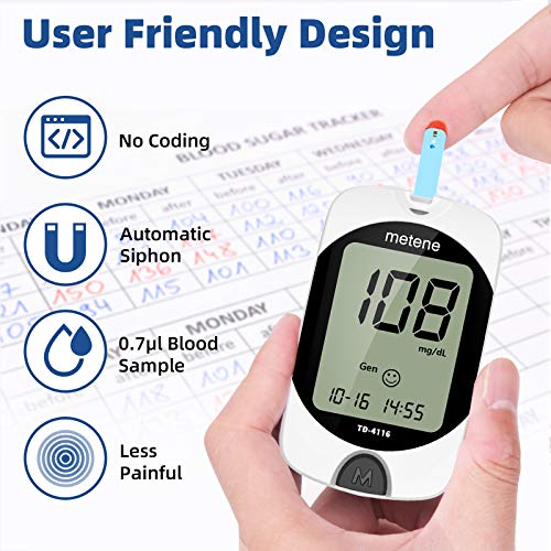 Metene TD4116 Blood Glucose Test Strips, 200 Count Test Strips for Di