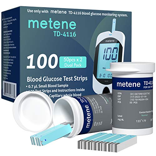 Metene TD-4116 Blood Glucose Monitor Kit, 100 Glucometer Strips, 100 L