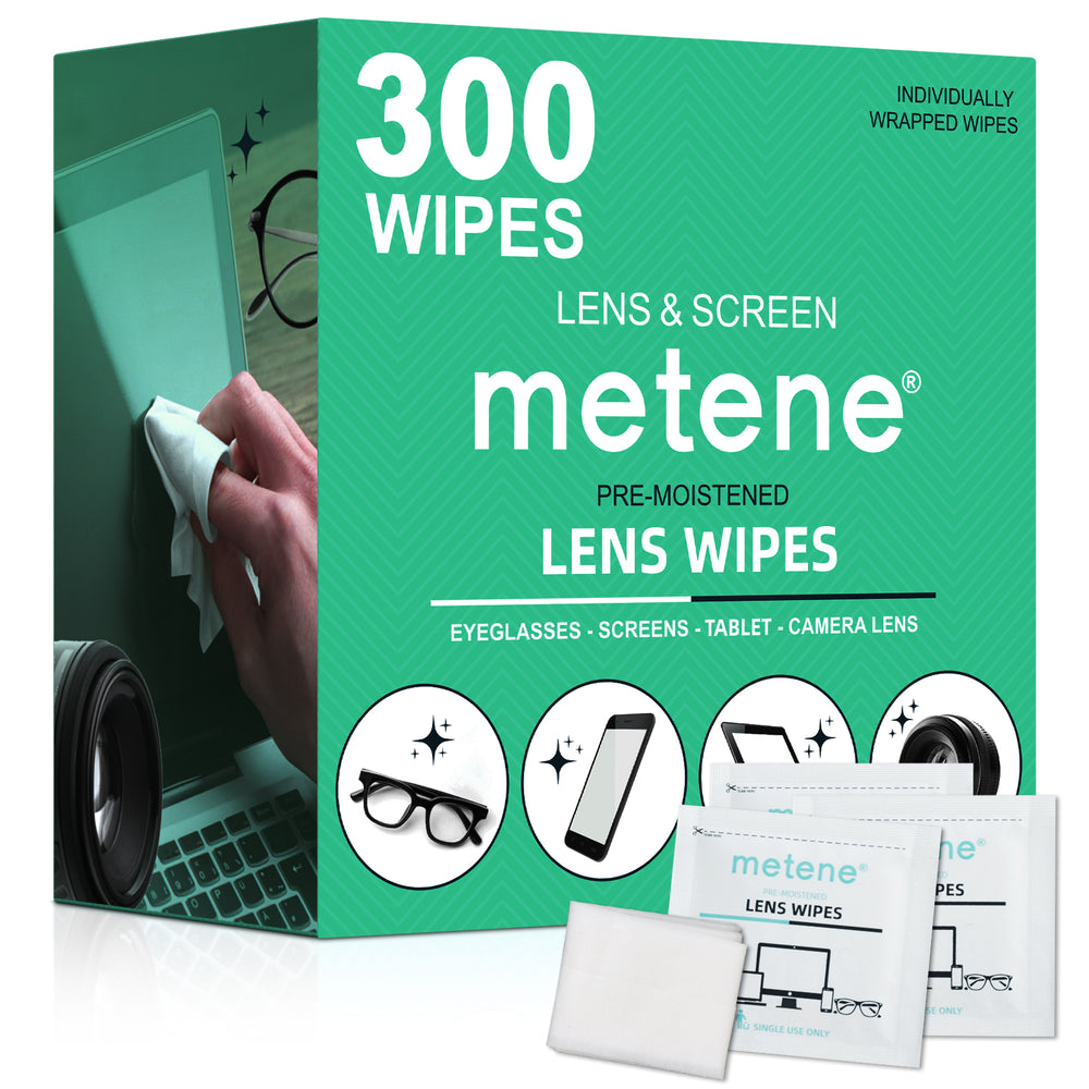 Metene Lens Cleaning Wipes, 300 Pre-Moistened Eyeglass Wipes
